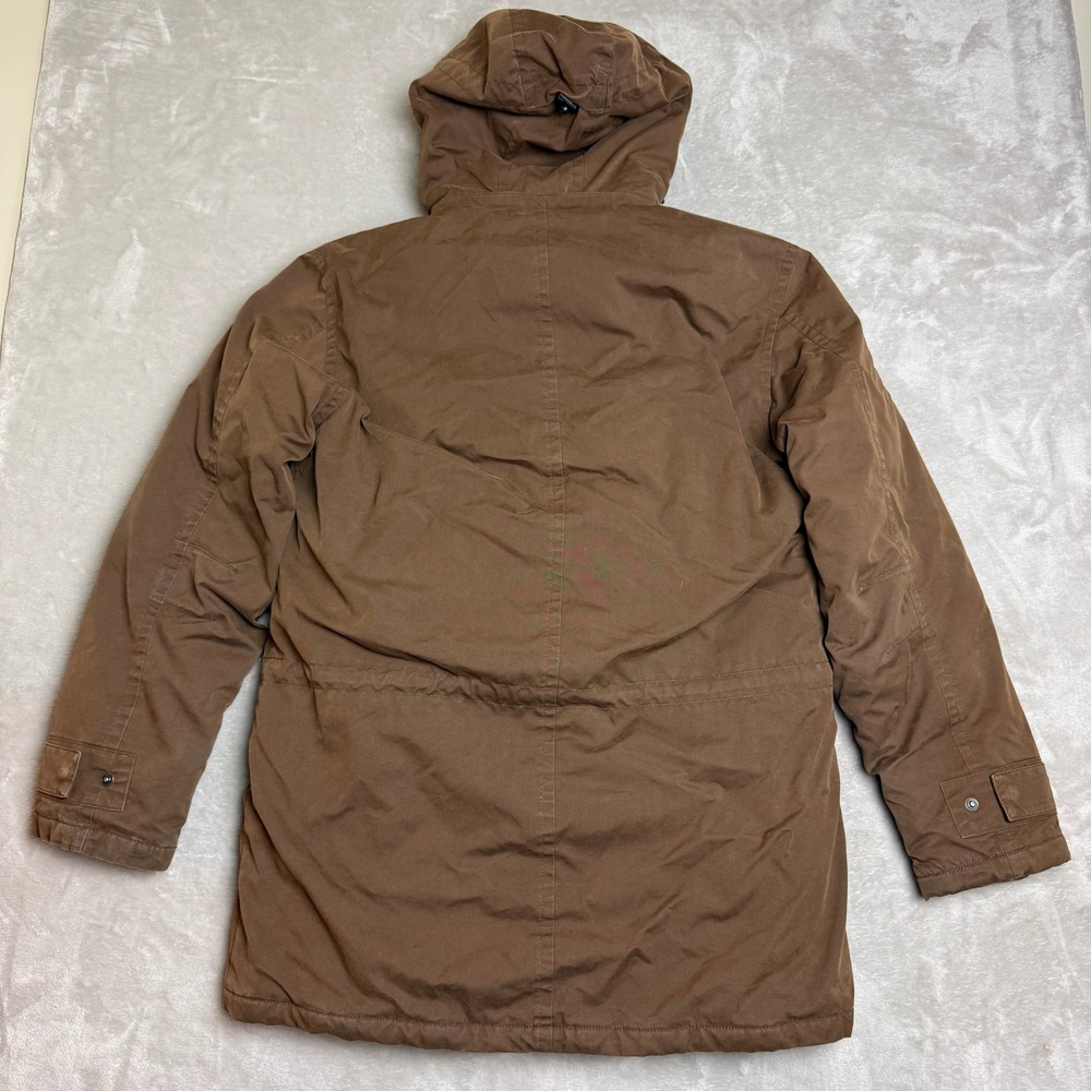 Eddie Bauer Premium Goose Down Parka Coat Women L Brown Faux Fur Quilted Hood - Picture 3 of 13